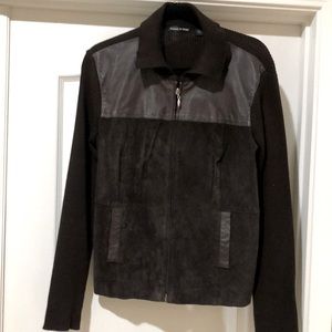 NWOT - brown suede/sweater zip up jacket size XL